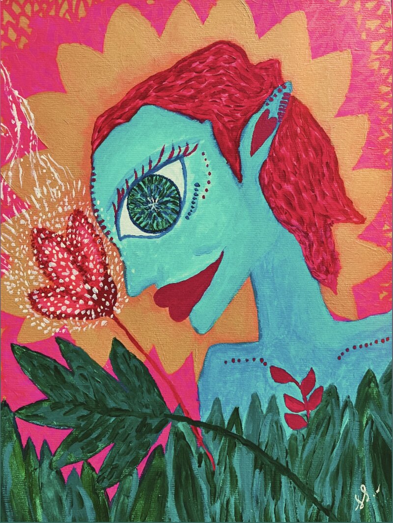 Rostro turquesa con ojo verde — álmica